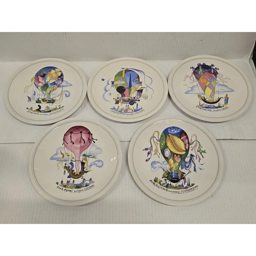 Villeroy & Boch LE BALLON Salad Accent‎ Plates CARNIVAL HOT AIR BALLOON Set of 6